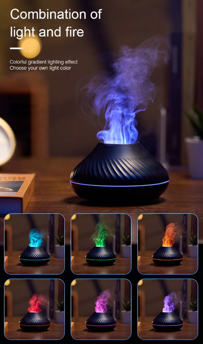 Volcano Aroma Diffuser & Flame Light 130 ml Portable Humidifier