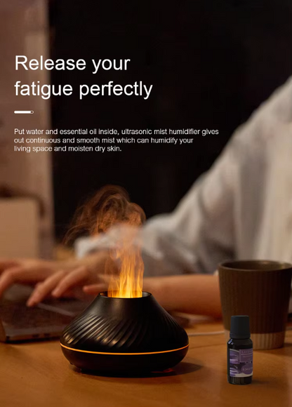 Volcano Aroma Diffuser & Flame Light 130 ml Portable Humidifier