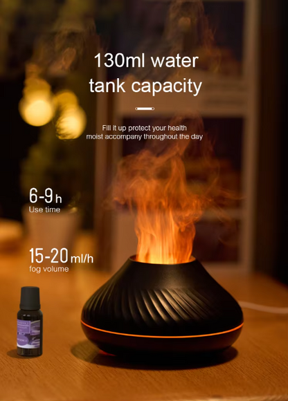 Volcano Aroma Diffuser & Flame Light 130 ml Portable Humidifier