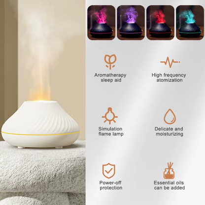 Volcano Aroma Diffuser & Flame Light 130 ml Portable Humidifier